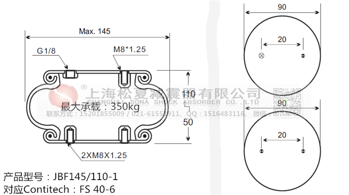 JBF145/110-1橡膠<a href='http://www.dfjk.com.cn/' target='_blank'><u>空氣彈簧</u></a>