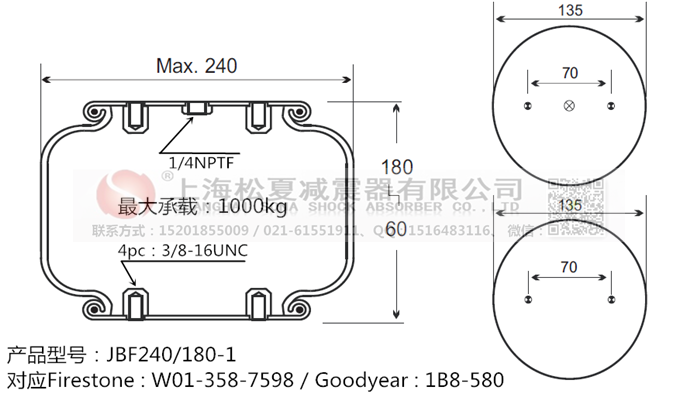 JBF240-180-1橡膠<a href='http://www.dfjk.com.cn/' target='_blank'><u>空氣彈簧</u></a>