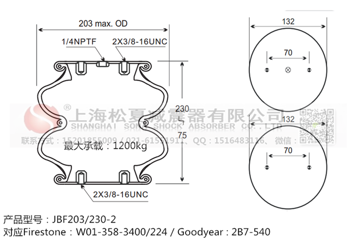 JBF203/230-2橡膠<a href='http://www.dfjk.com.cn/' target='_blank'><u>空氣彈簧</u></a>