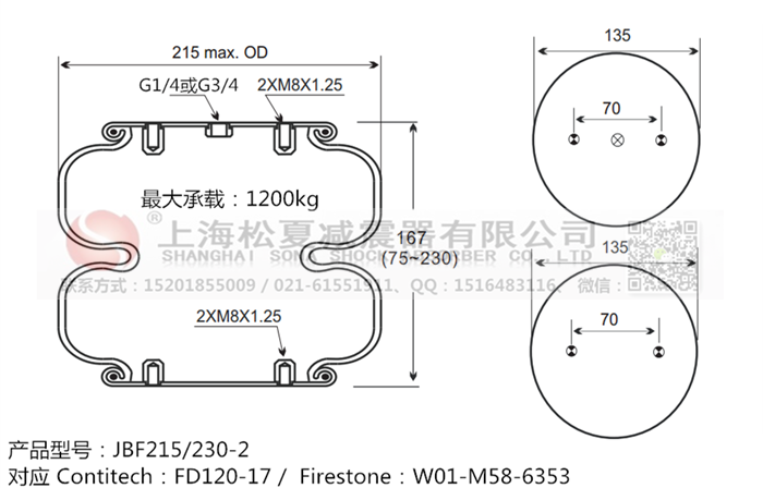 JBF215/230-2橡膠<a href='http://www.dfjk.com.cn/' target='_blank'><u>空氣彈簧</u></a>