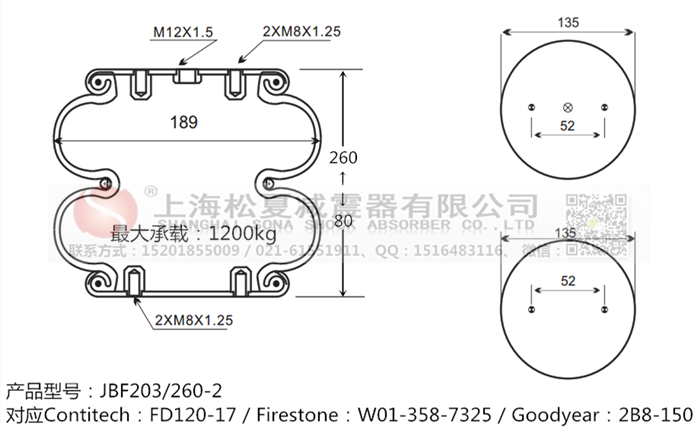 JBF203/260-2橡膠<a href='http://www.dfjk.com.cn/' target='_blank'><u>空氣彈簧</u></a>