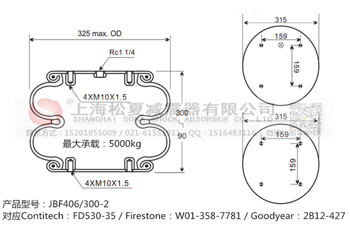 JBF406/300-2橡膠<a href='http://www.dfjk.com.cn/' target='_blank'><u>空氣彈簧</u></a>