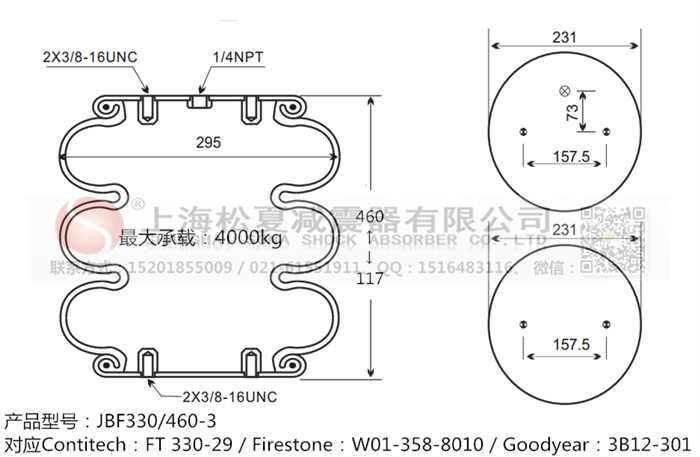 JBF330/460-3橡膠<a href='http://www.dfjk.com.cn/' target='_blank'><u>空氣彈簧</u></a>